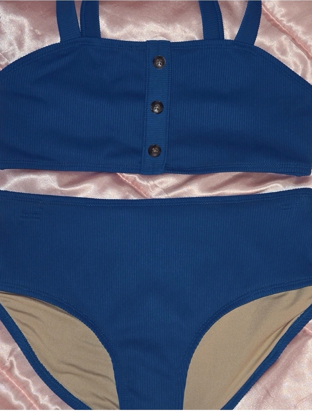Girls-Blue Ribbed Two-Piece Bikini Set
